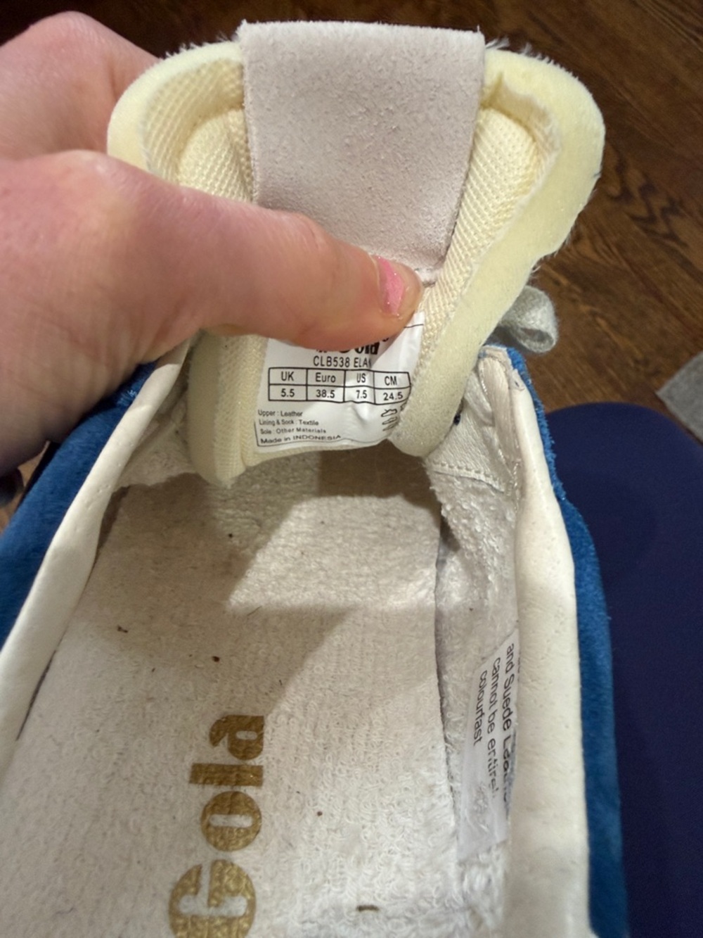 Gola Blue Suede Sneakers with White Stripes - Picture 8 of 8